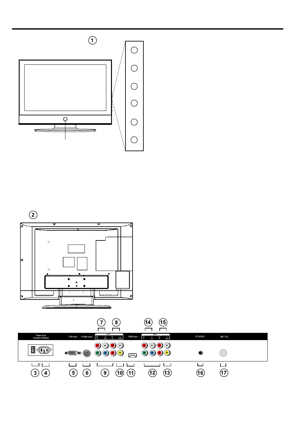 Tftv836bk-6 copy, Front / back panel diagram | Palsonic TFTV836BK User Manual | Page 7 / 25