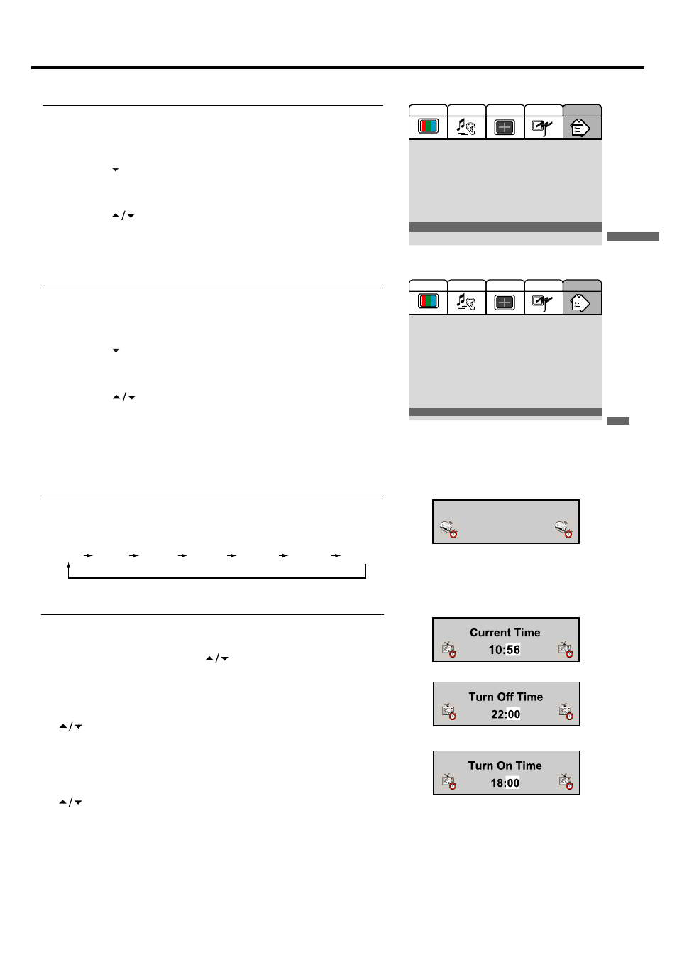 System setting, Setting menu background, Setting blue screen | Setting sleep timer, Setting current time/turn off timer/turn on timer | Palsonic TFTV680 User Manual | Page 26 / 35
