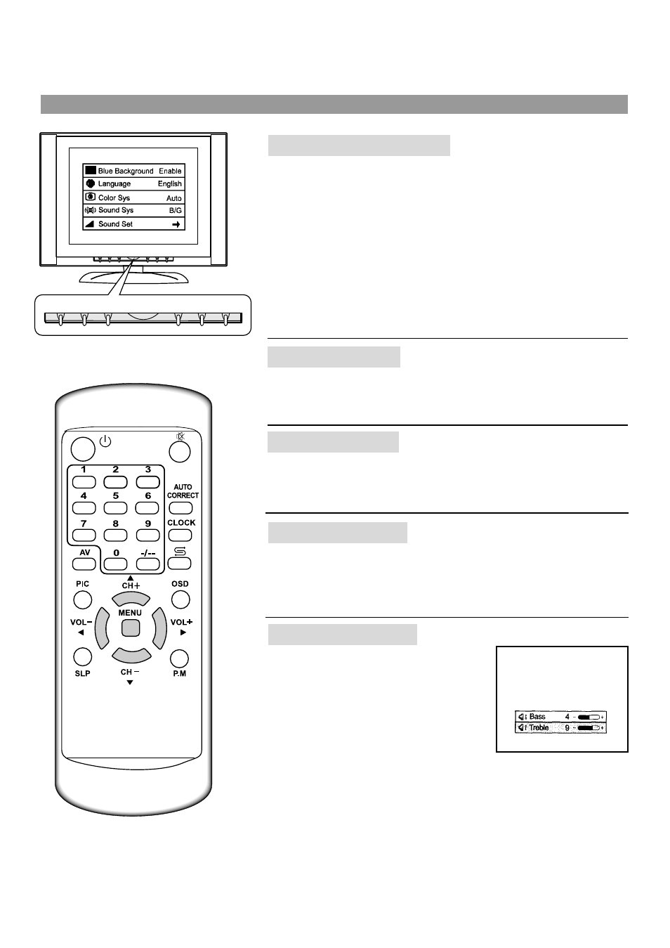 System setting, Setting blue background, Setting language | Palsonic TFTV380 User Manual | Page 20 / 26