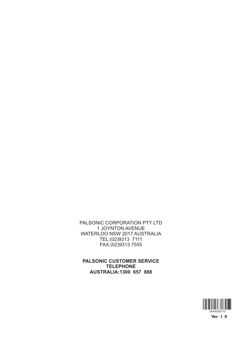页 36 | Palsonic TFTV552LED User Manual | Page 36 / 36