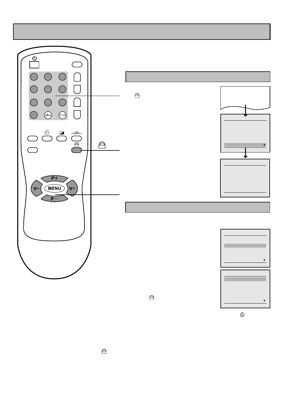 Lock setting, Tv program child lock setup | Palsonic 6850TKPF User Manual | Page 23 / 29