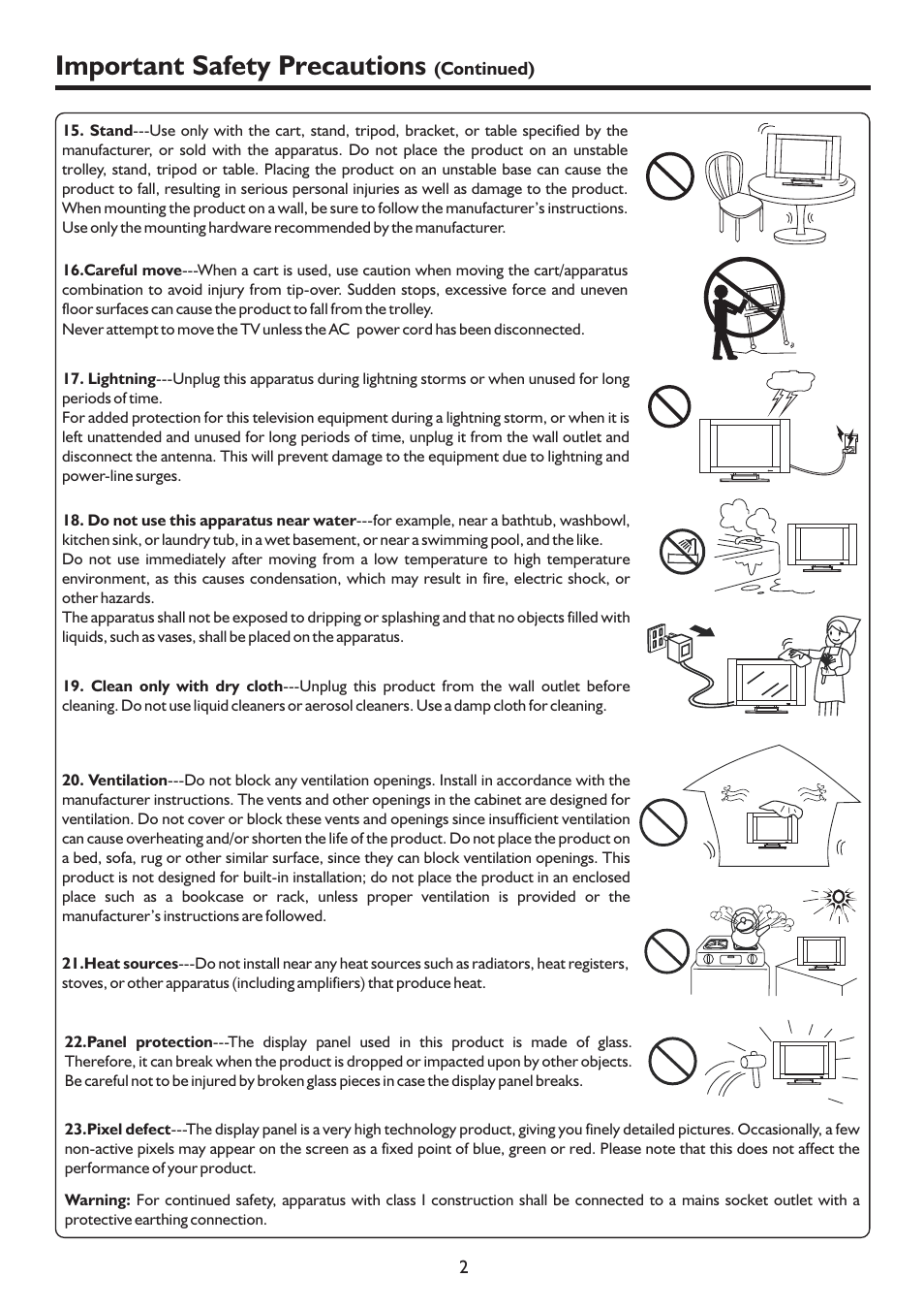 Important safety precautions | Palsonic TFTV815HD User Manual | Page 5 / 37
