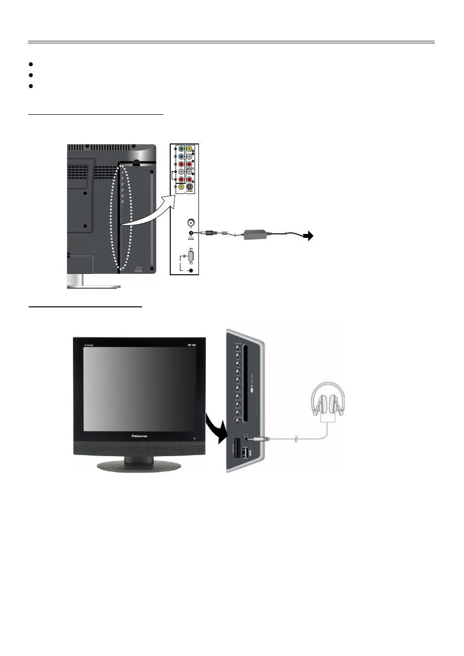 System connections, Connecting power supply, Connecting earphone | Palsonic TFTV2035BK User Manual | Page 11 / 40