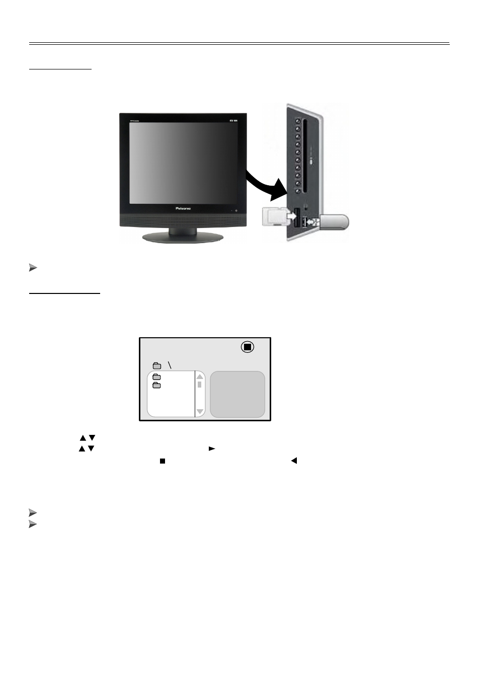 Usb and sd/ms/mmc card function, Preparation, File playback | Palsonic TFTV2035BK User Manual | Page 30 / 40
