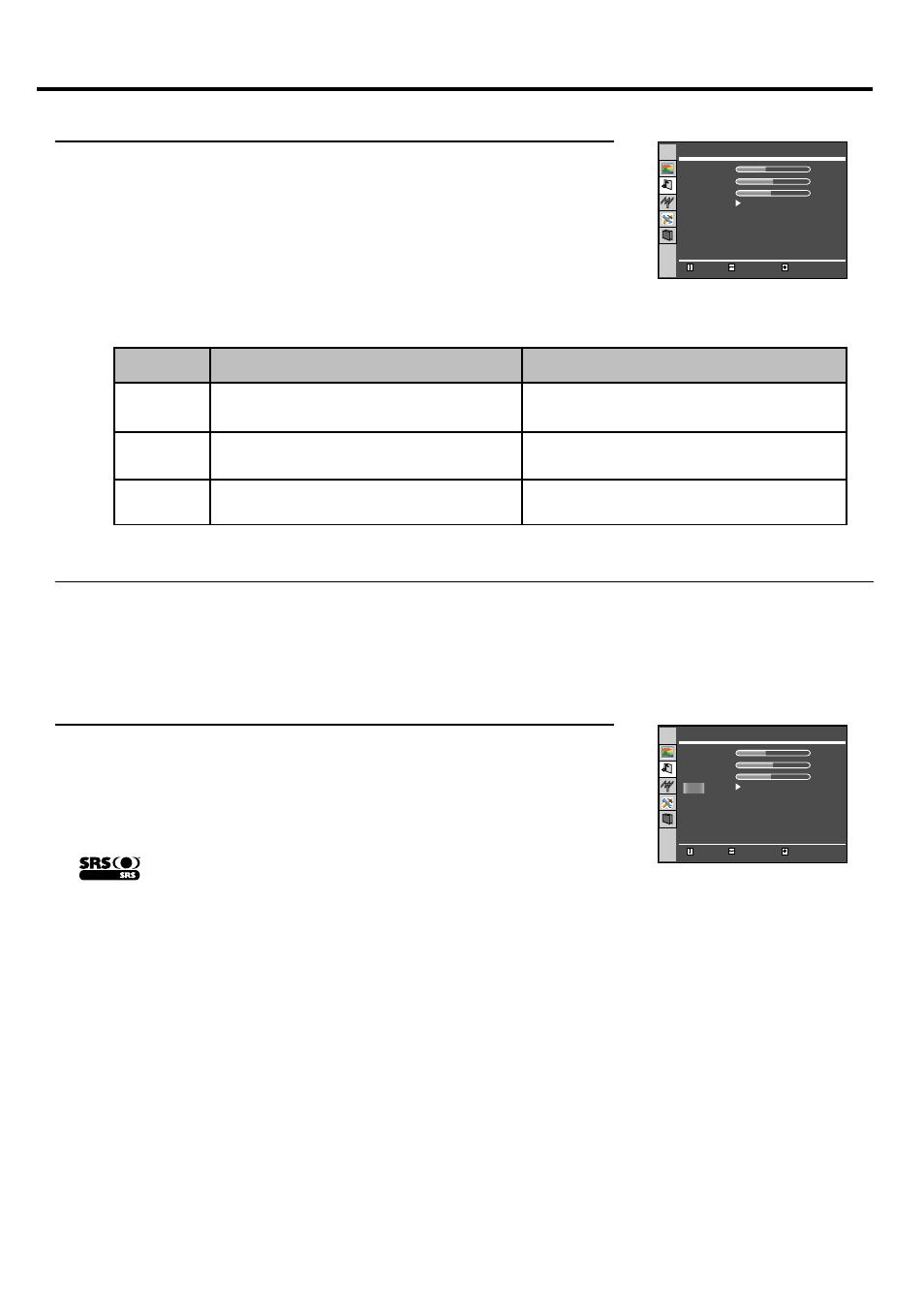 Setting sound, Customising the sound, Using the preset sound mode | Setting srs effect | Palsonic TFTV385Y User Manual | Page 22 / 27