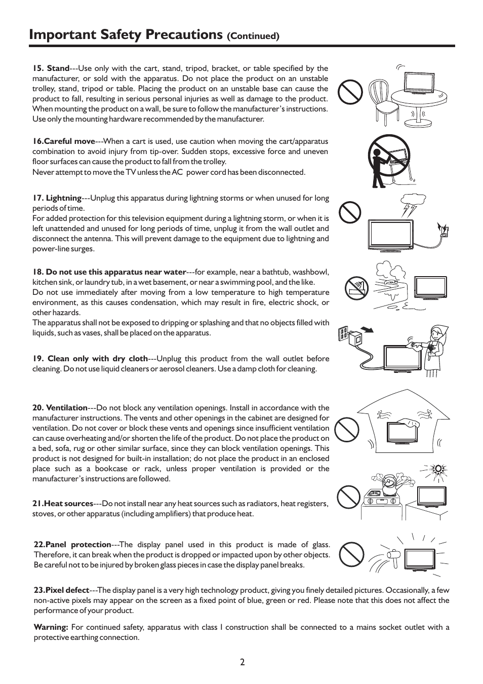 Important safety precautions | Palsonic TFTV322FHD User Manual | Page 5 / 37