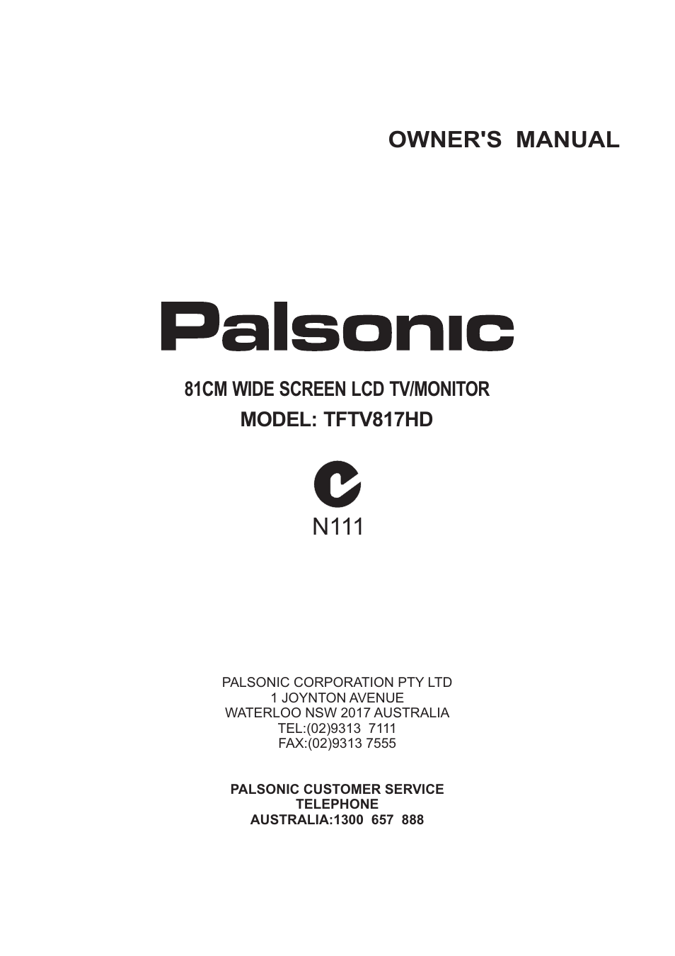 Palsonic TFTV817HD User Manual | 36 pages