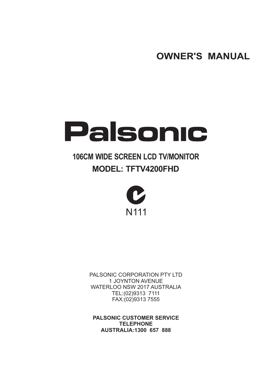 Palsonic TFTV4200FHD User Manual | 37 pages