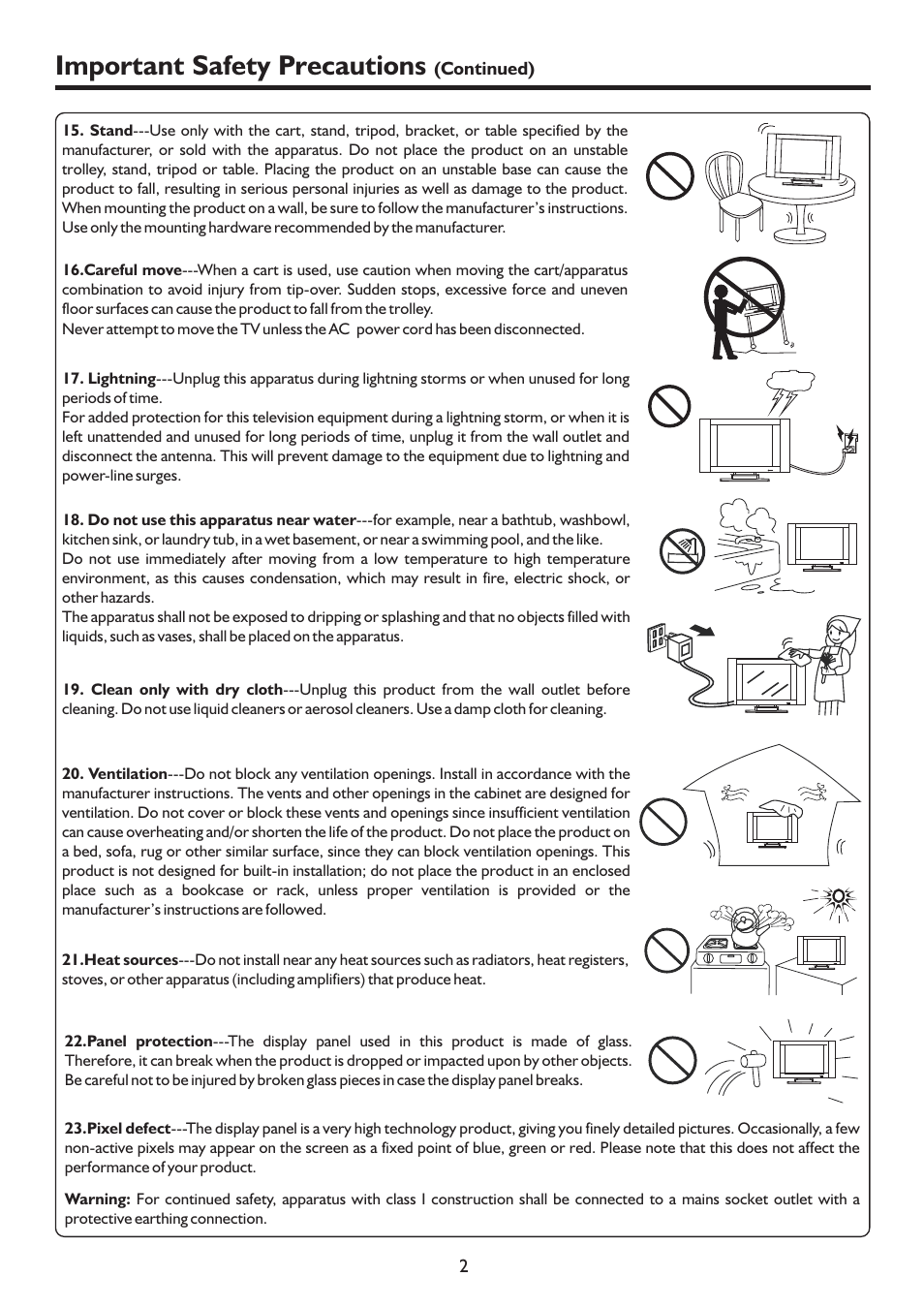 Important safety precautions | Palsonic TFTV4200FHD User Manual | Page 5 / 37