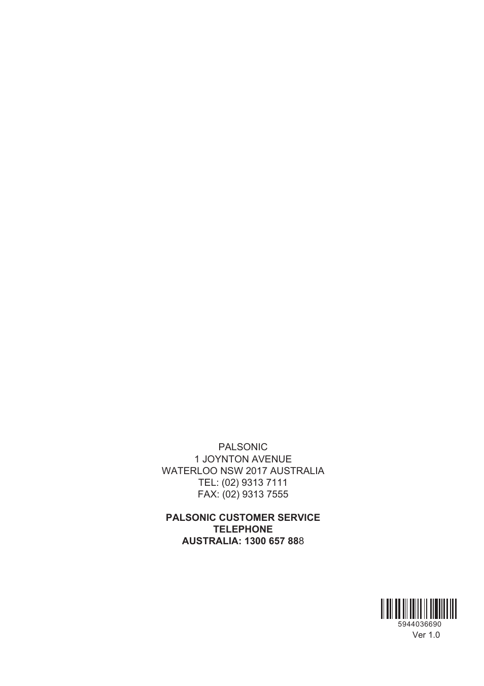 页 37 | Palsonic 127CM WIDE SCREEN PDP TV/MONITOR PDP5055HD User Manual | Page 37 / 37
