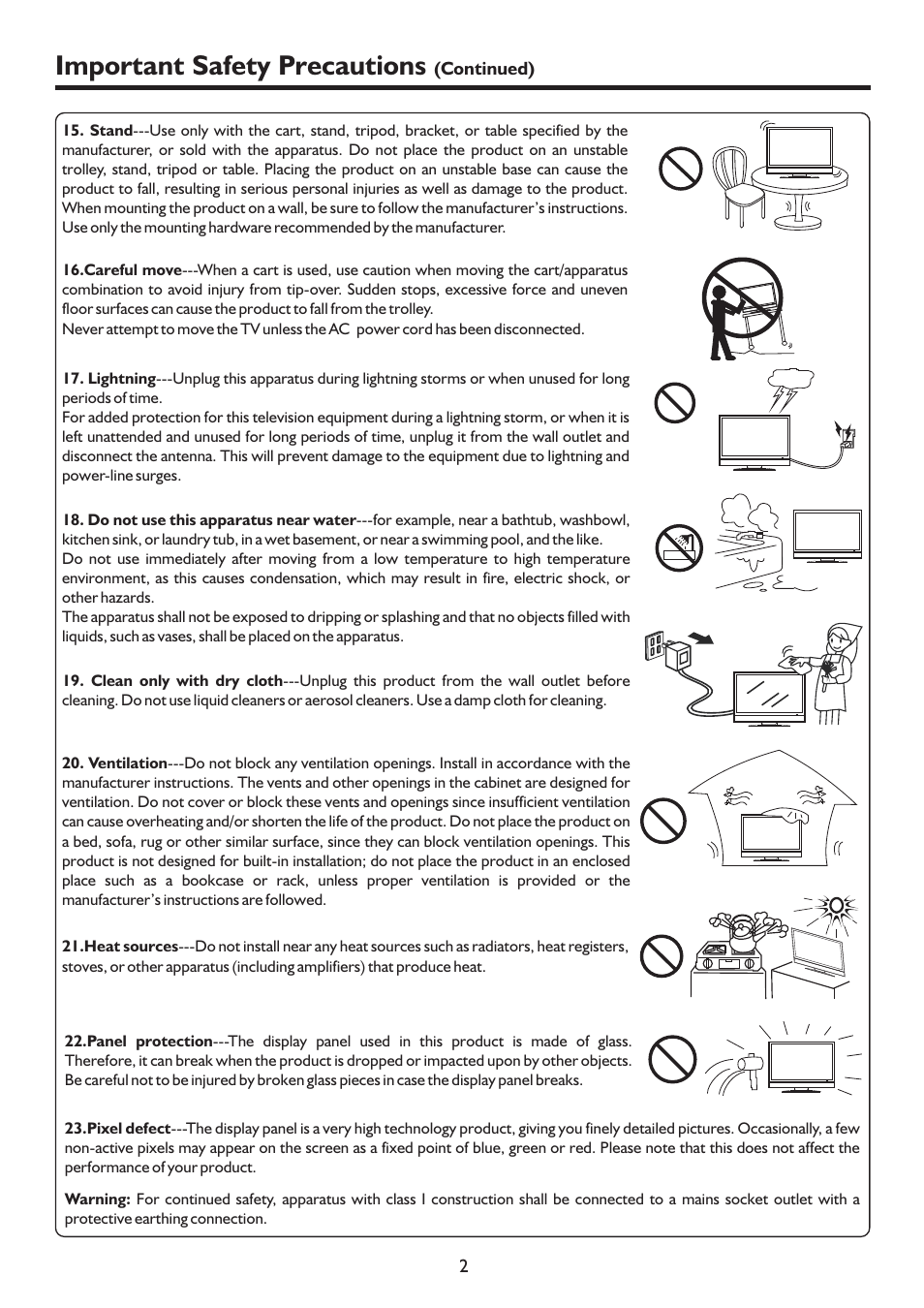 Important safety precautions | Palsonic 127CM WIDE SCREEN PDP TV/MONITOR PDP5055HD User Manual | Page 5 / 37