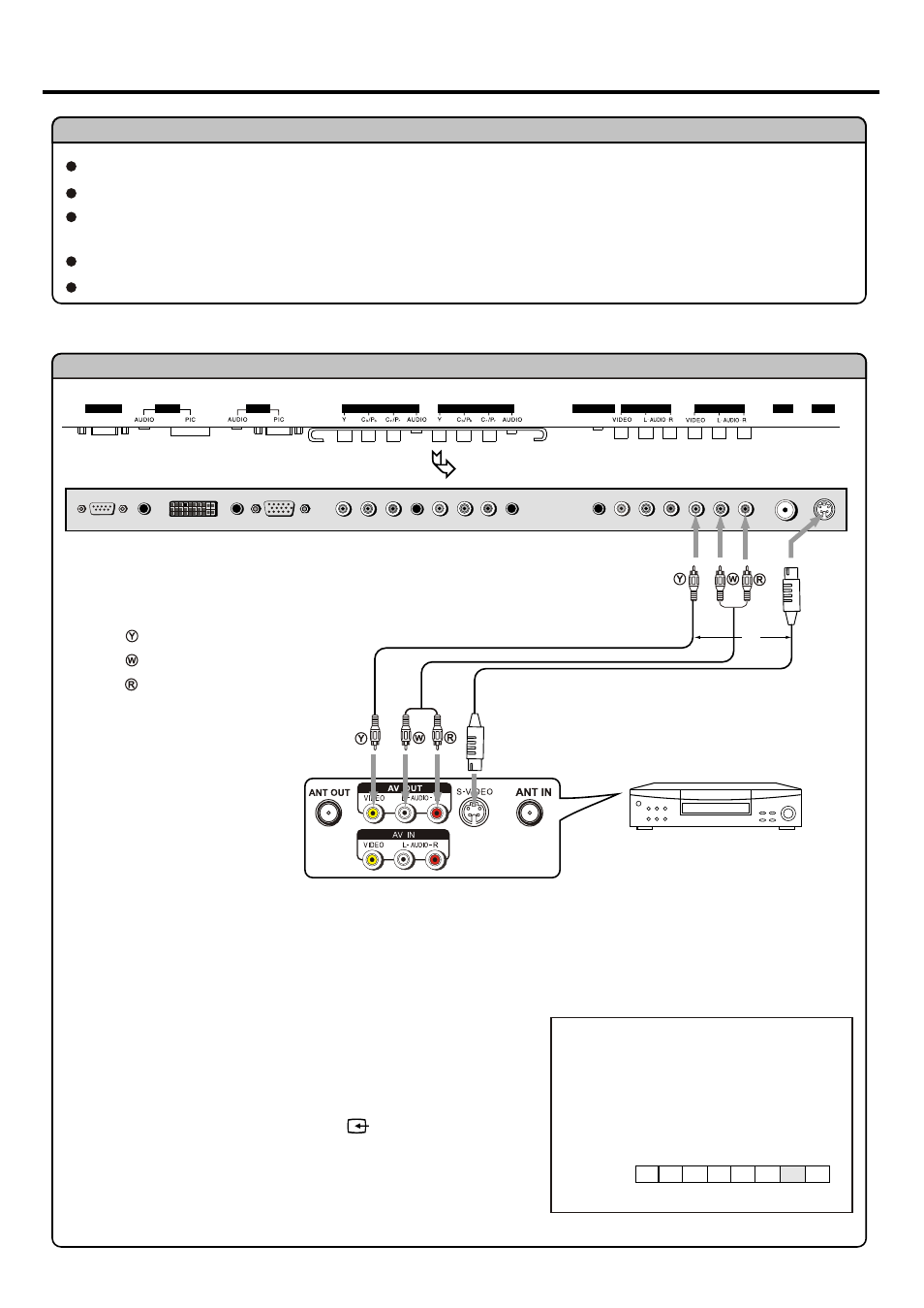 Connections, Yellow (video) white (audio l) red (audio r) | Palsonic PDP4200 User Manual | Page 13 / 41