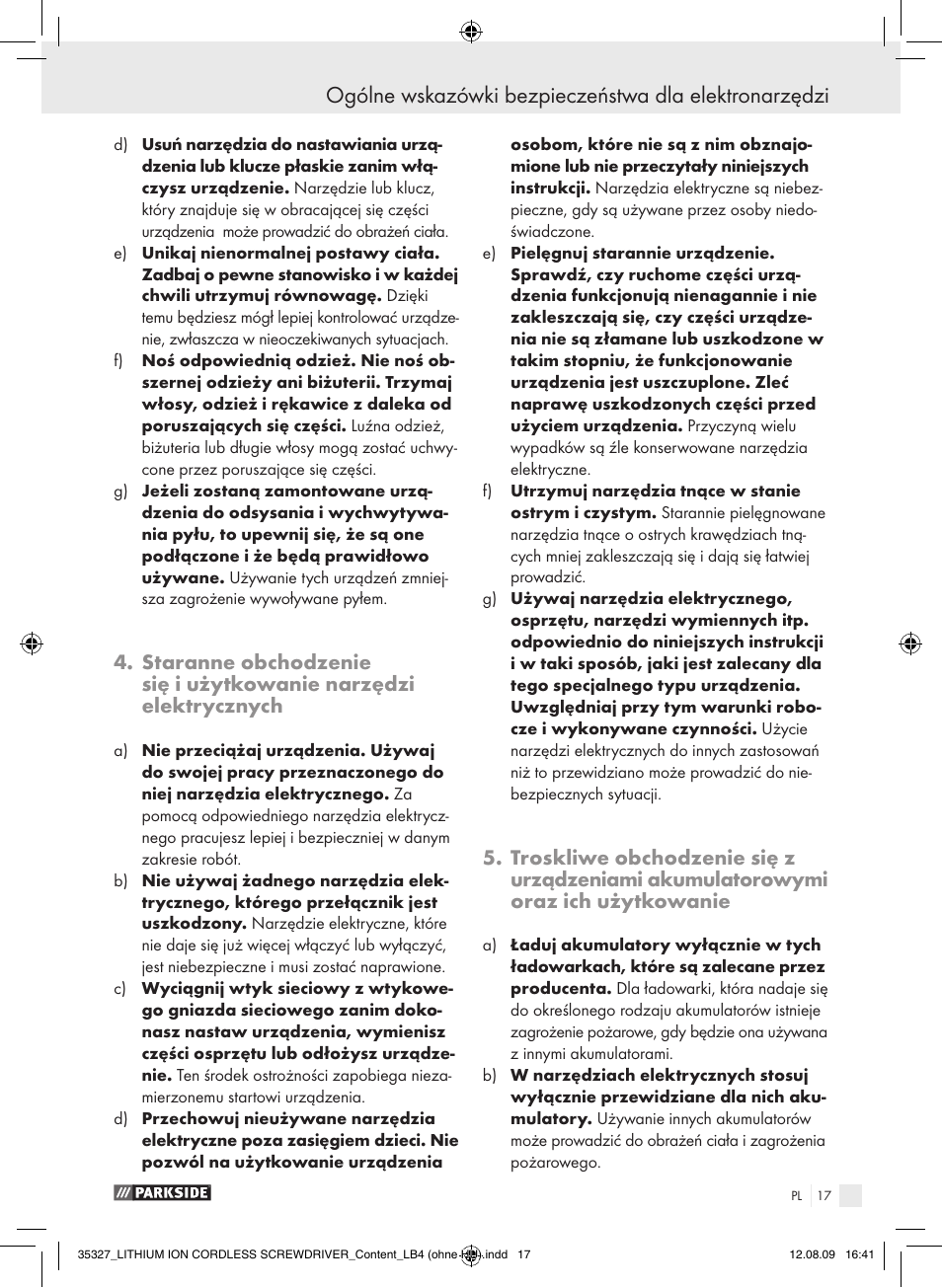 Parkside X3.6-LI A User Manual | Page 16 / 62