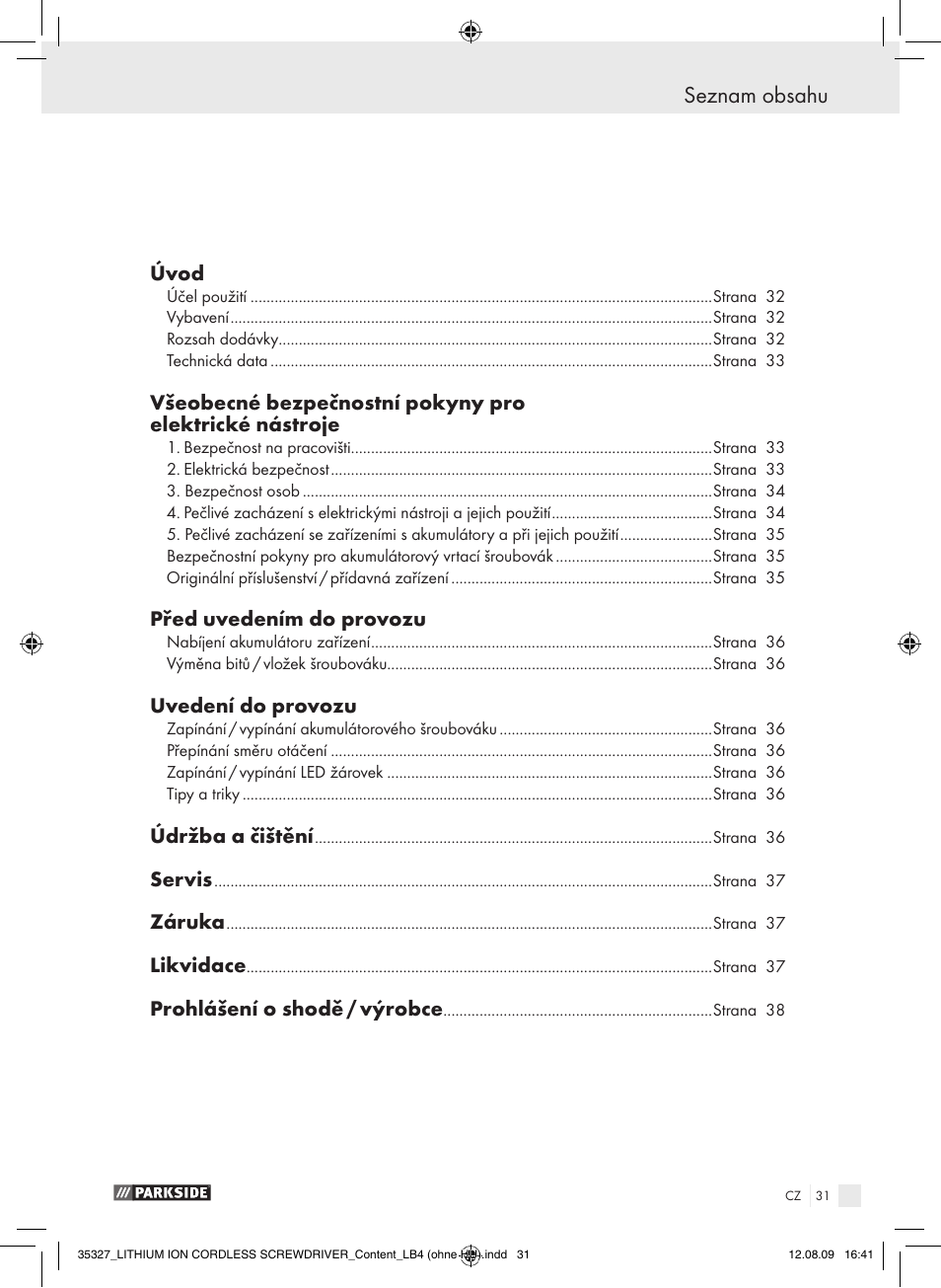 Parkside X3.6-LI A User Manual | Page 30 / 62