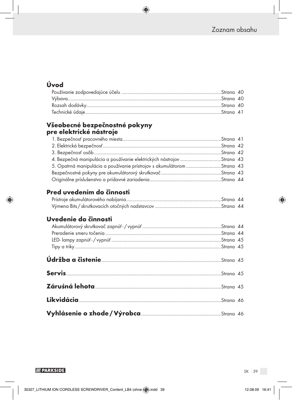 Parkside X3.6-LI A User Manual | Page 38 / 62