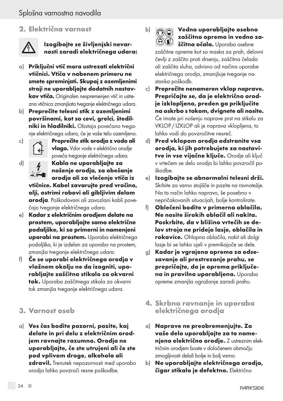 Splošna varnostna navodila | Parkside IEEE 802.3AF POE-1200 User Manual | Page 32 / 68