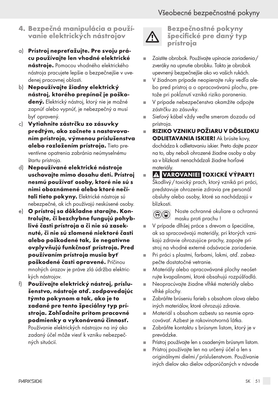Všeobecné bezpečnostné pokyny | Parkside IEEE 802.3AF POE-1200 User Manual | Page 49 / 68
