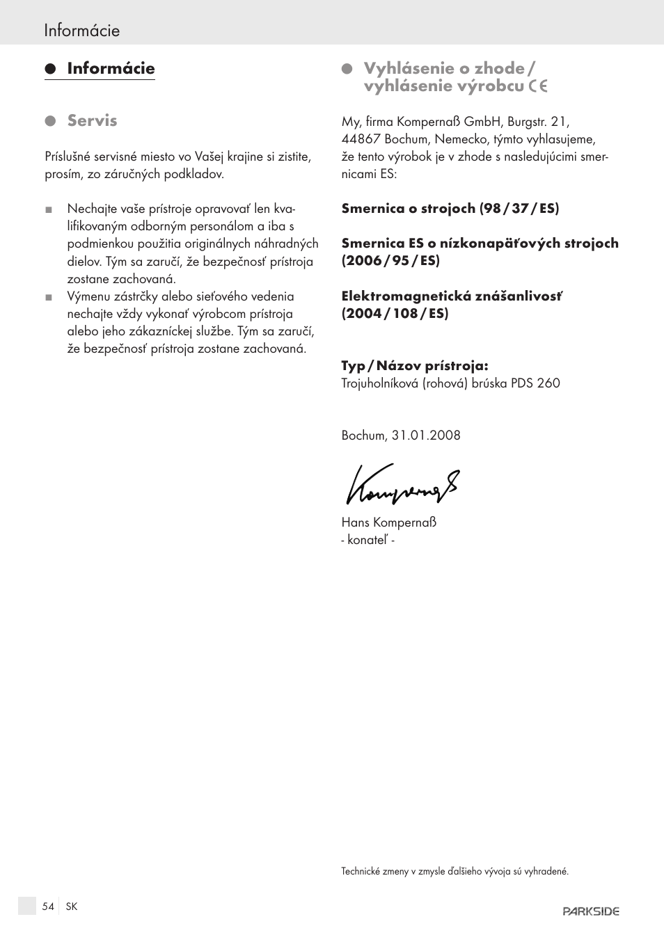 Informácie, Servis, Vyhlásenie o zhode / vyhlásenie výrobcu | Parkside IEEE 802.3AF POE-1200 User Manual | Page 52 / 68