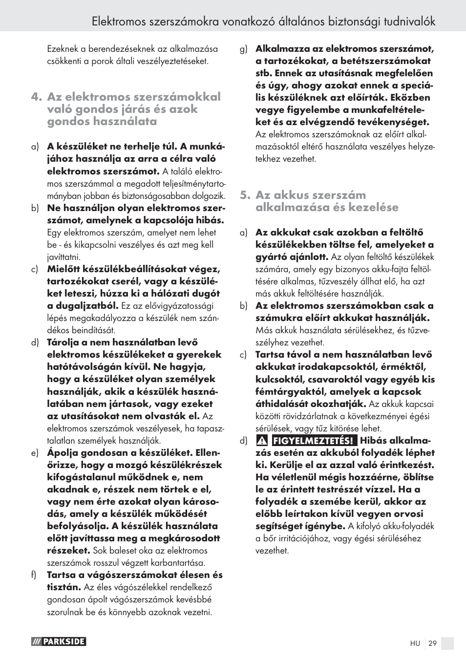 Az akkus szerszám alkalmazása és kezelése | Parkside PABS10.8-LI User Manual | Page 28 / 84