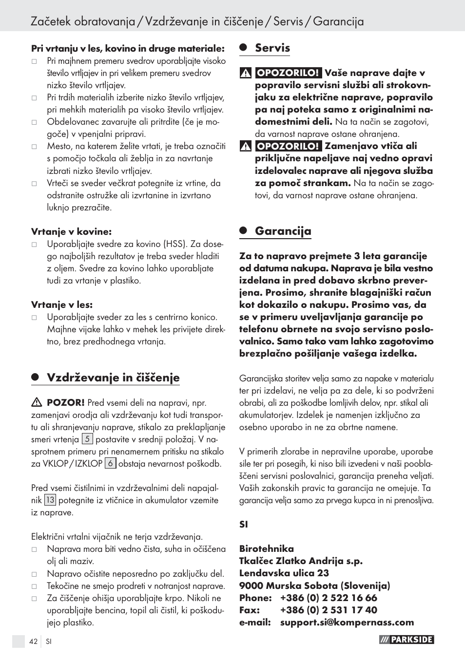 Vzdrževanje in čiščenje, Servis, Garancija | Parkside PABS10.8-LI User Manual | Page 41 / 84