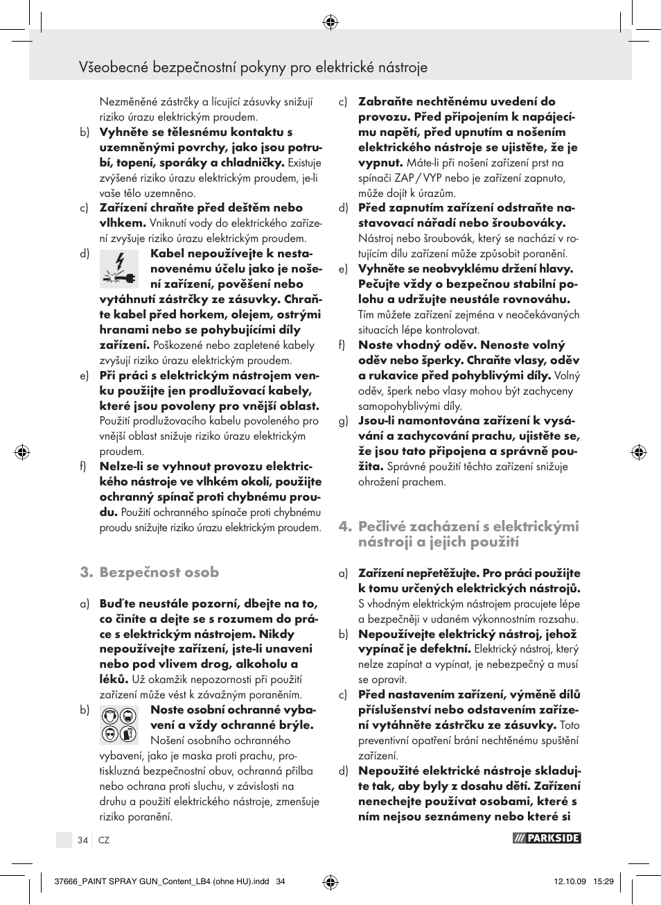 Bezpečnost osob | Parkside PFSP 100 User Manual | Page 34 / 64