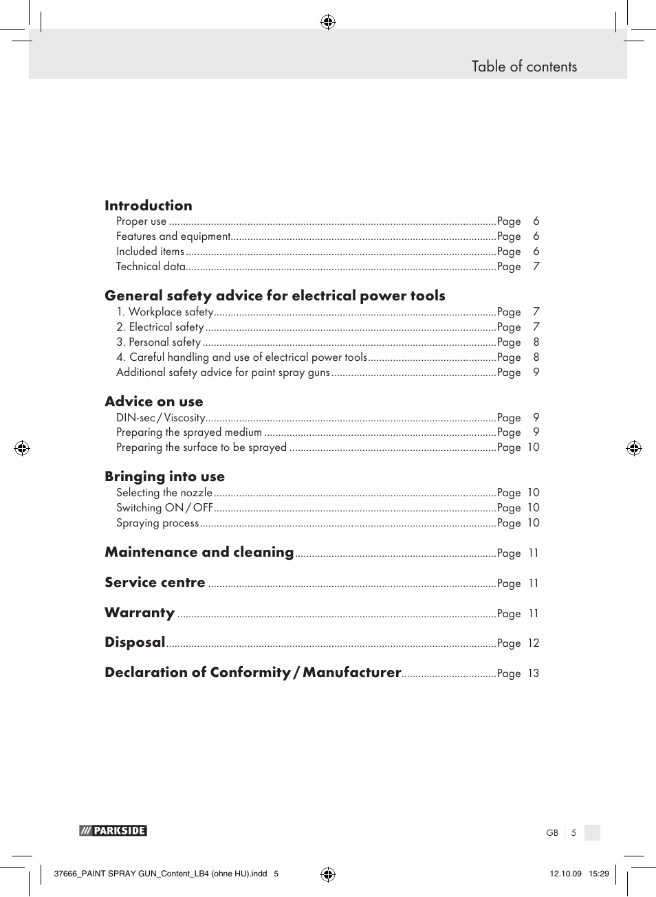 Parkside PFSP 100 User Manual | Page 5 / 64