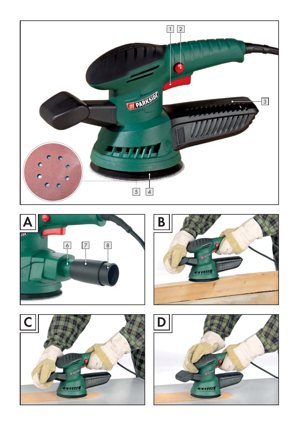 Dc b a | Parkside EXCENTERSLIBER XQ270 User Manual | Page 3 / 20