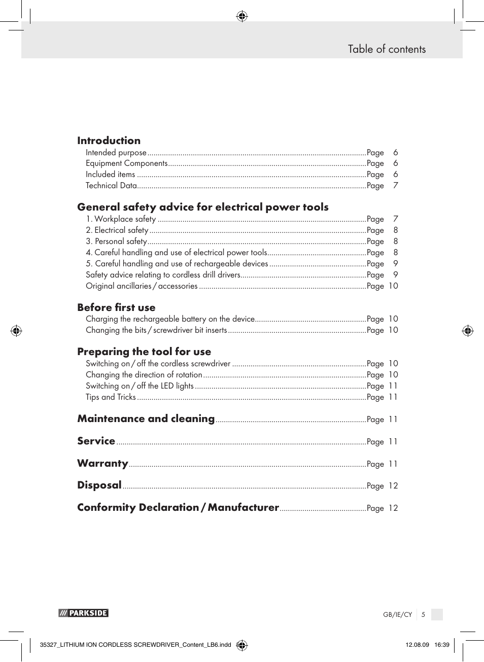 Parkside X3 User Manual | Page 4 / 12