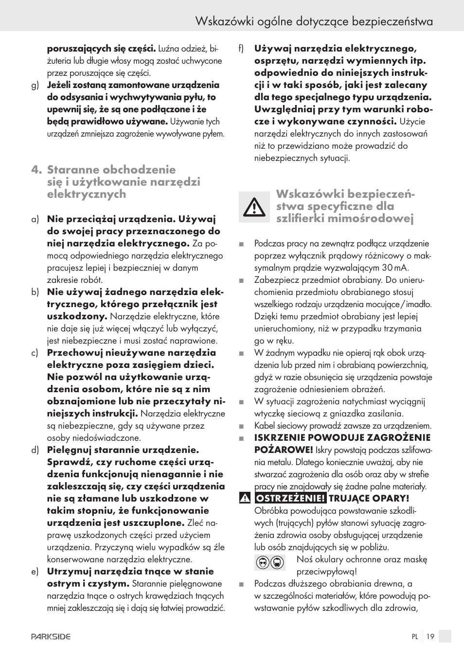 Wskazówki ogólne dotyczące bezpieczeństwa | Parkside XQ600 User Manual | Page 17 / 80