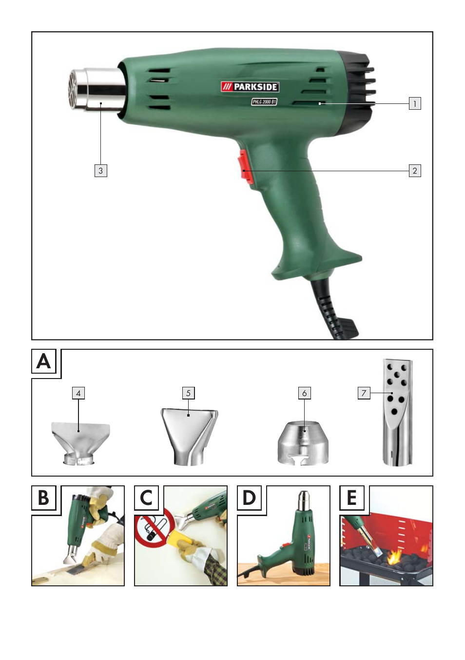 Ab c d | Parkside PHLG 2000 B1 User Manual | Page 3 / 13