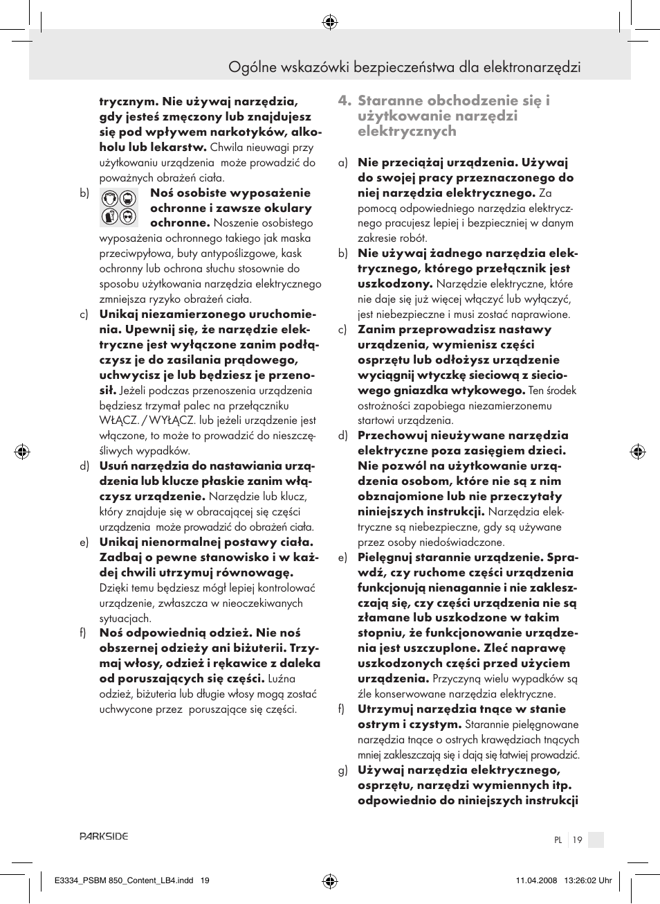 Parkside PSBM 850 User Manual | Page 19 / 77