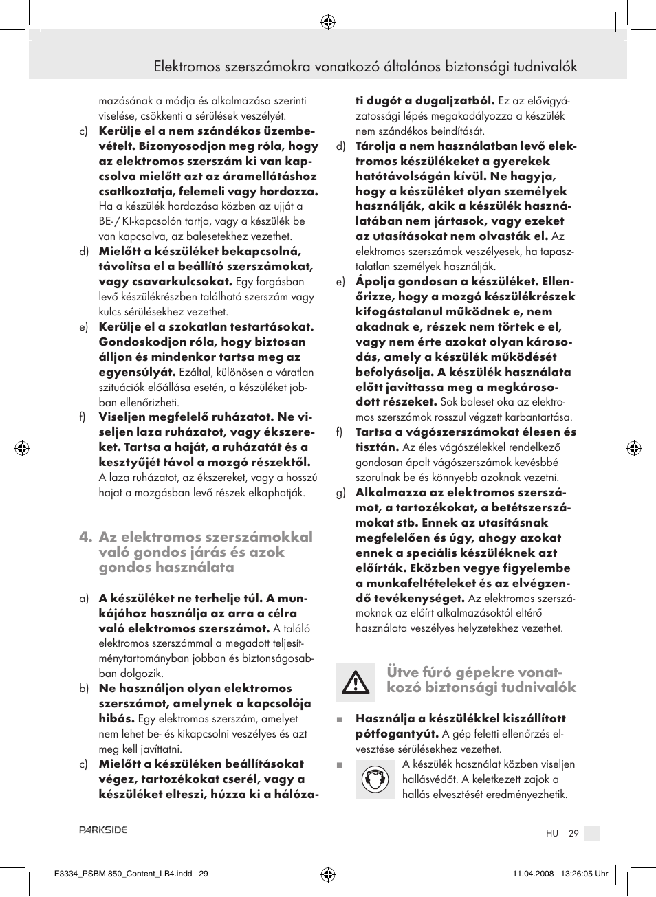 Parkside PSBM 850 User Manual | Page 29 / 77