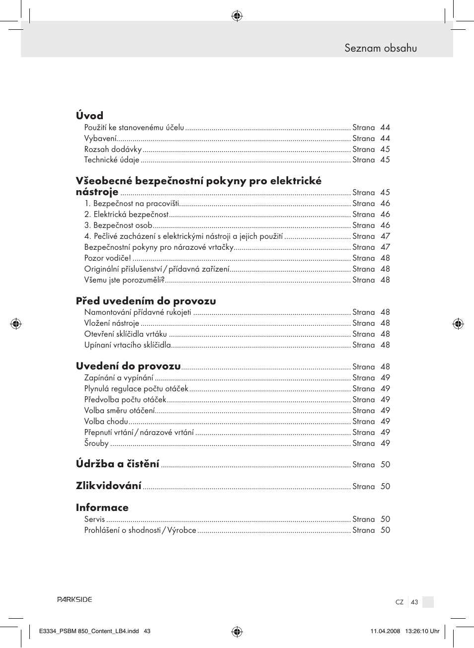 Parkside PSBM 850 User Manual | Page 43 / 77