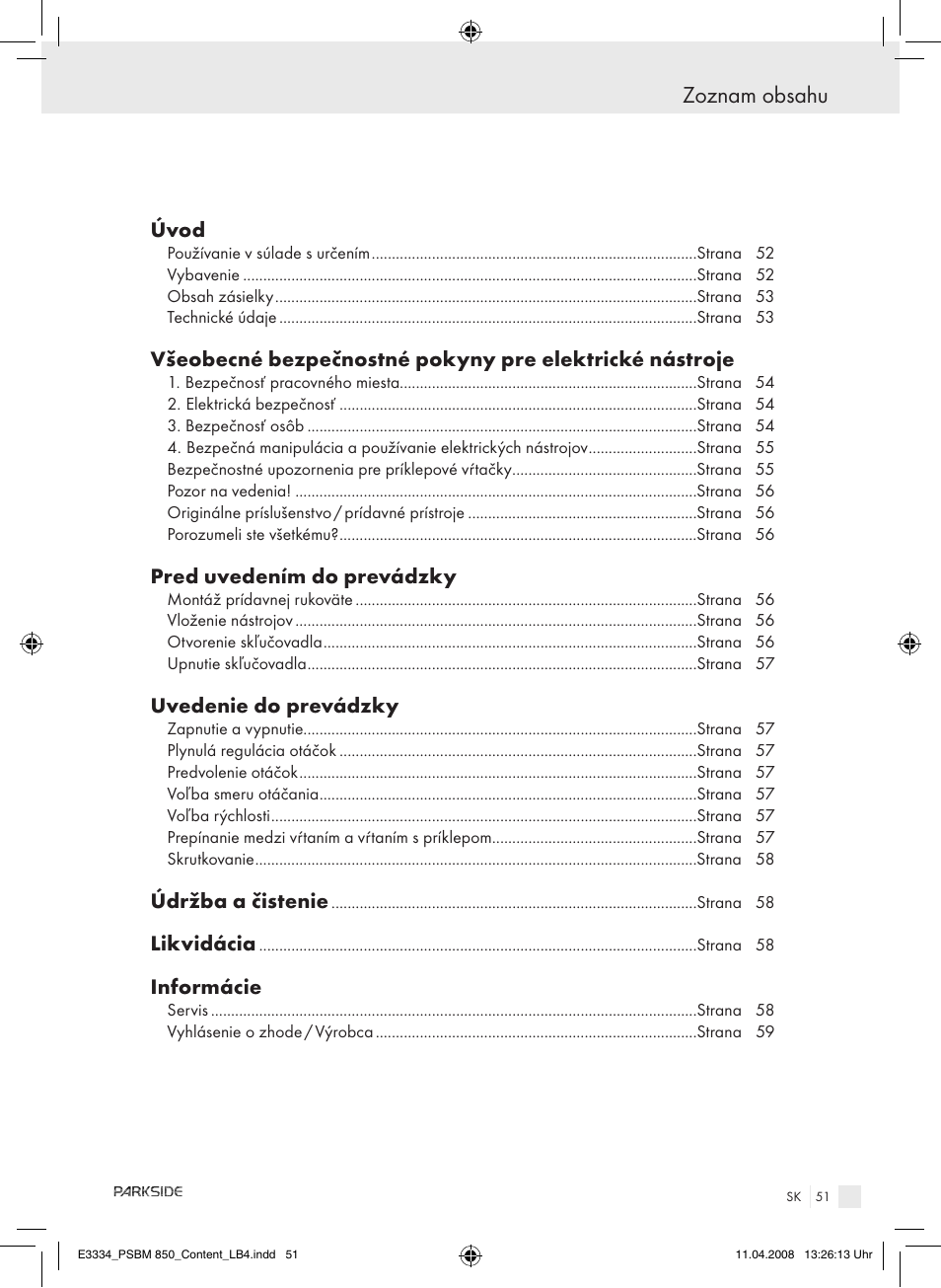 Parkside PSBM 850 User Manual | Page 51 / 77