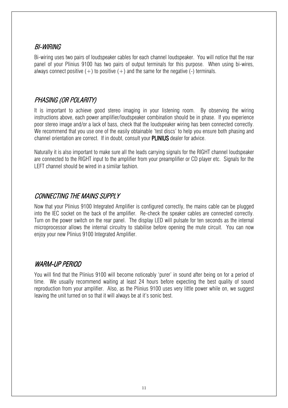 Plinius Audio Plinius 9100 User Manual | Page 11 / 17