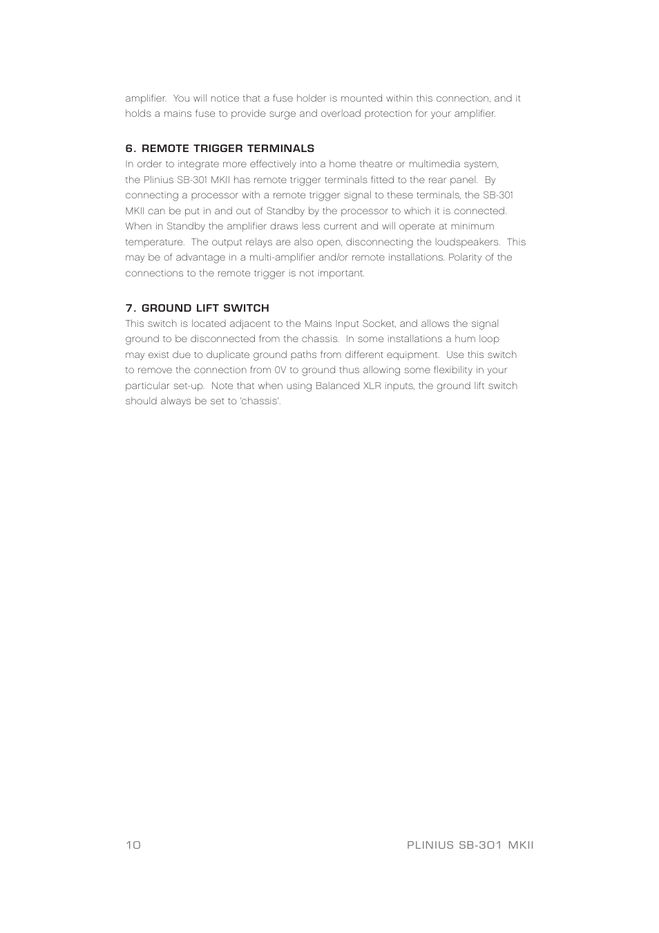 Plinius Audio SB-301 User Manual | Page 12 / 20