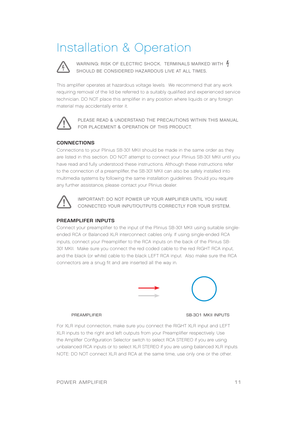 Installation & operation | Plinius Audio SB-301 User Manual | Page 13 / 20