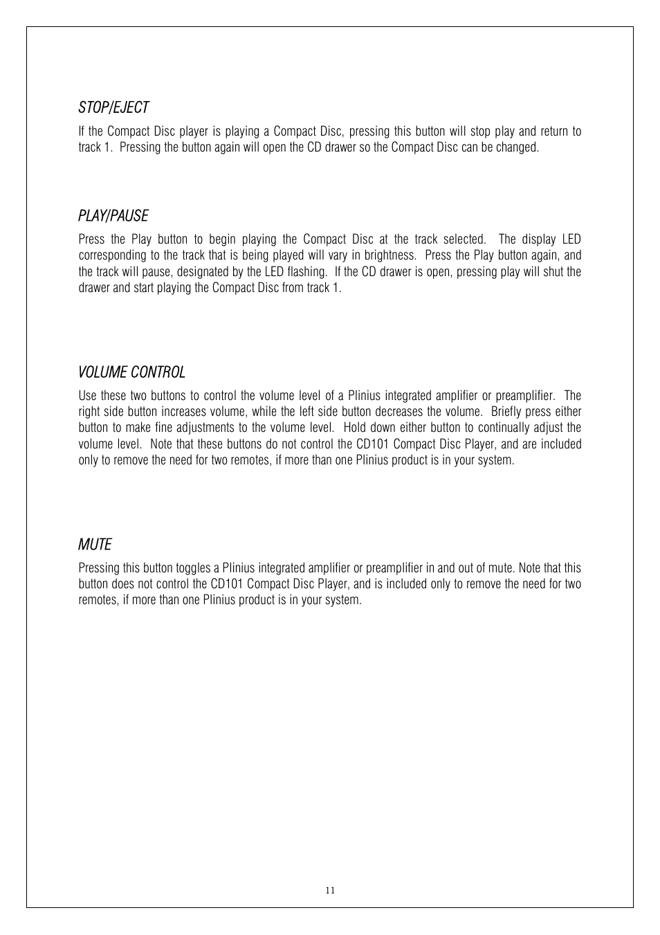 Plinius Audio CD101 User Manual | Page 11 / 17