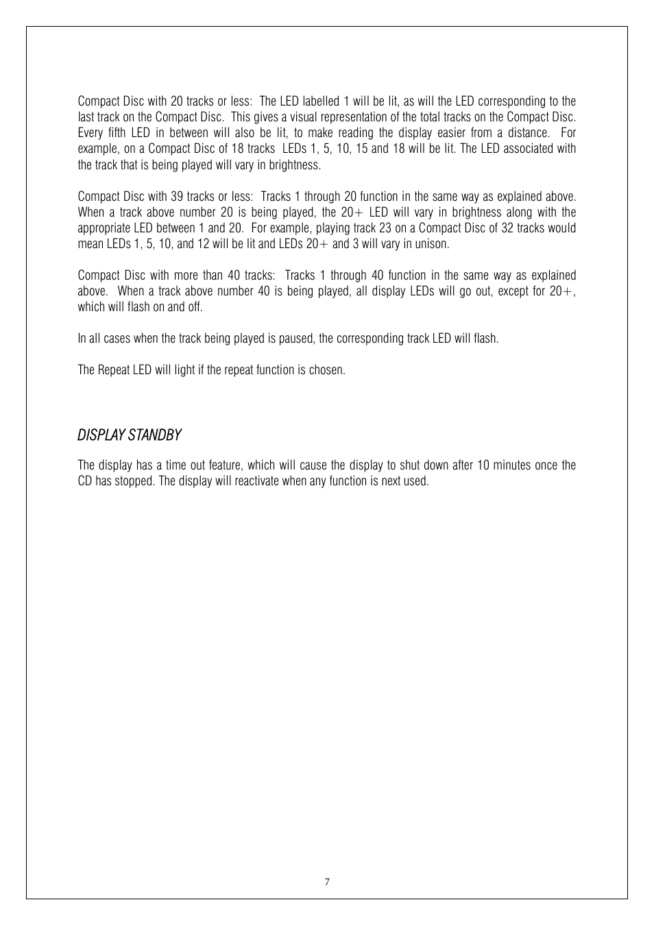 Display standby | Plinius Audio CD101 User Manual | Page 7 / 17