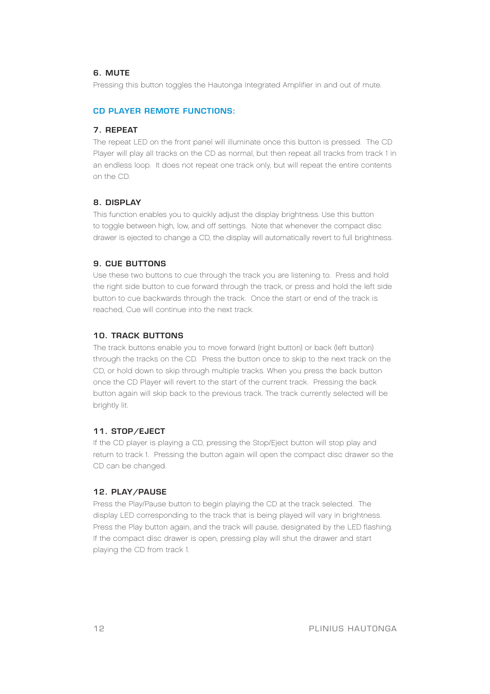 Plinius Audio Hautonga Intergrated Amplifier User Manual | Page 14 / 24