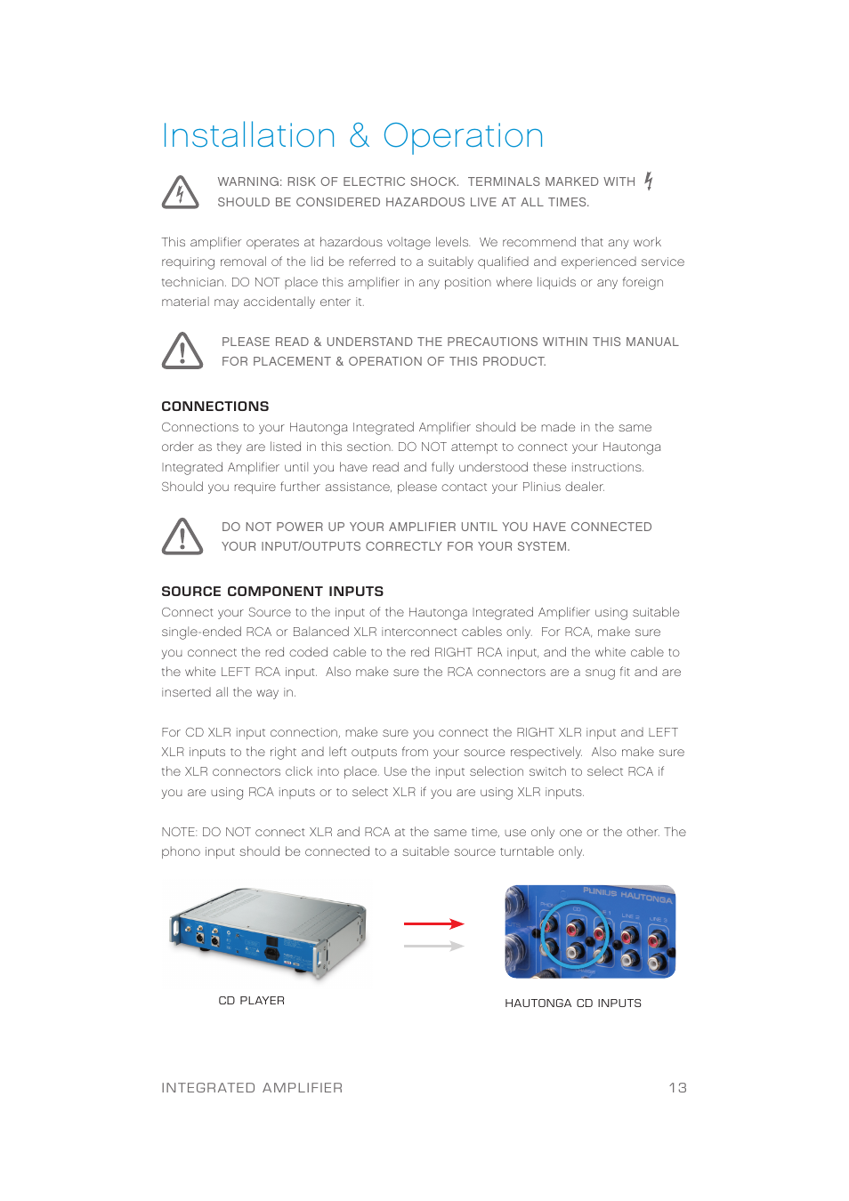 Installation & operation | Plinius Audio Hautonga Intergrated Amplifier User Manual | Page 15 / 24