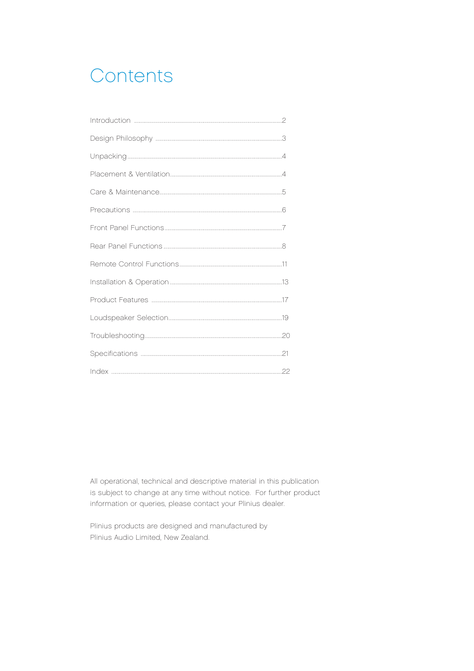 Plinius Audio Hautonga Intergrated Amplifier User Manual | Page 3 / 24