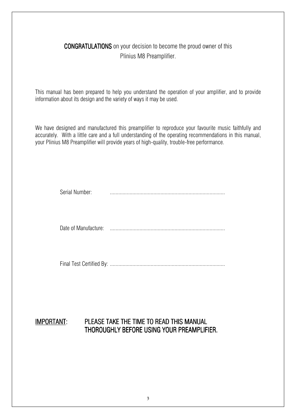 Plinius Audio M8 User Manual | Page 3 / 20