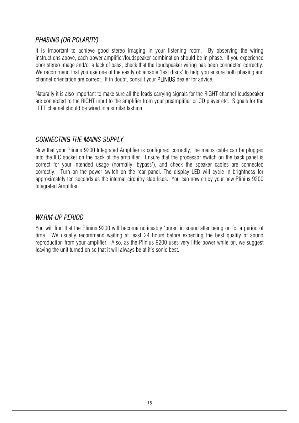 Plinius Audio 9200 User Manual | Page 13 / 19