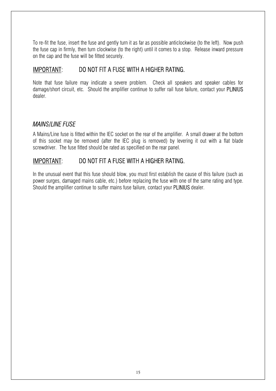 Plinius Audio 9200 User Manual | Page 15 / 19