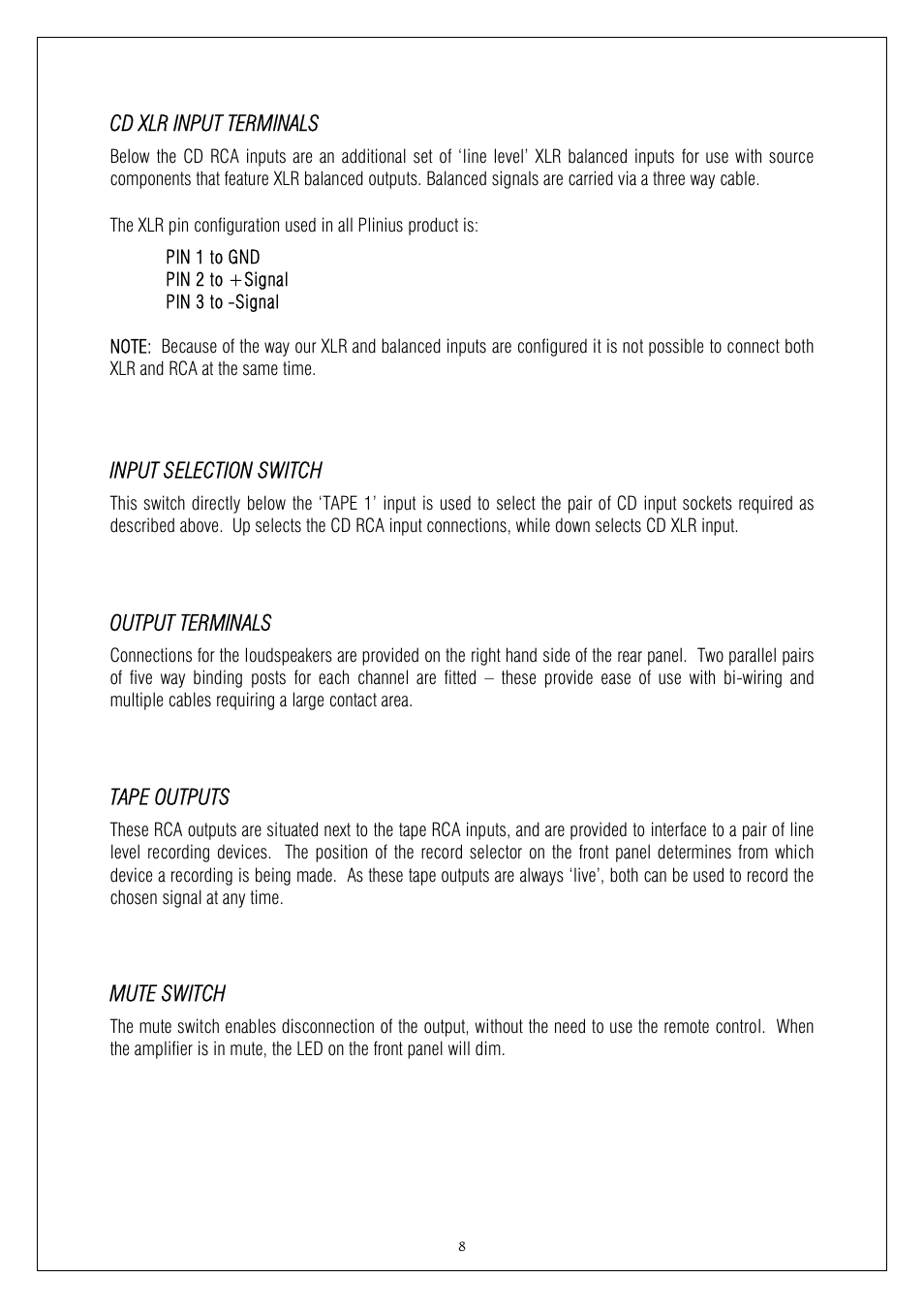 Plinius Audio 9200 User Manual | Page 8 / 19