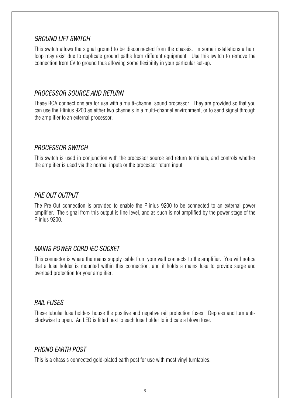 Plinius Audio 9200 User Manual | Page 9 / 19