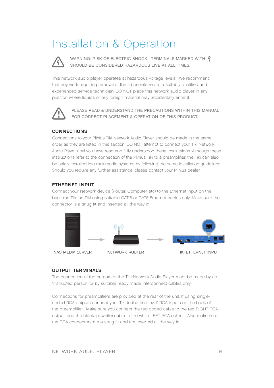 Installation & operation | Plinius Audio TIKI Network Audio Player User Manual | Page 11 / 18