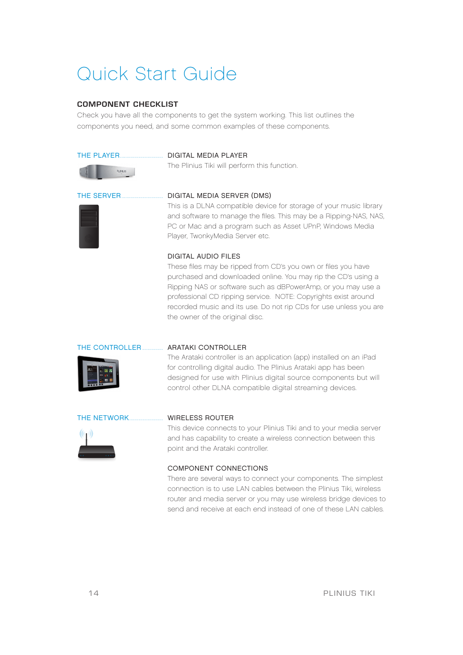 Quick start guide | Plinius Audio TIKI Network Audio Player User Manual | Page 16 / 18