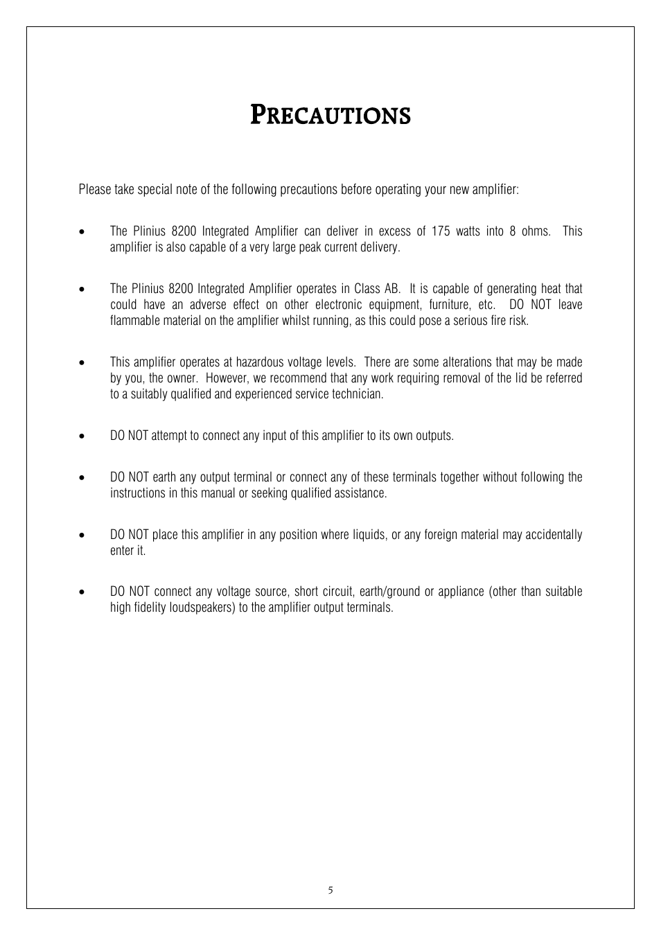 Plinius Audio 8200 MkII User Manual | Page 5 / 19